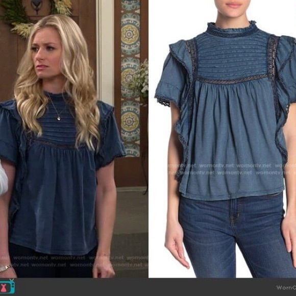 Free People Le Femme Ruffle Top Medium - Picture 2 of 7